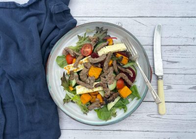 Beef, Pumpkin & Halloumi Salad