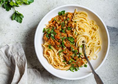 Vegan Lentil Napoletana Pasta