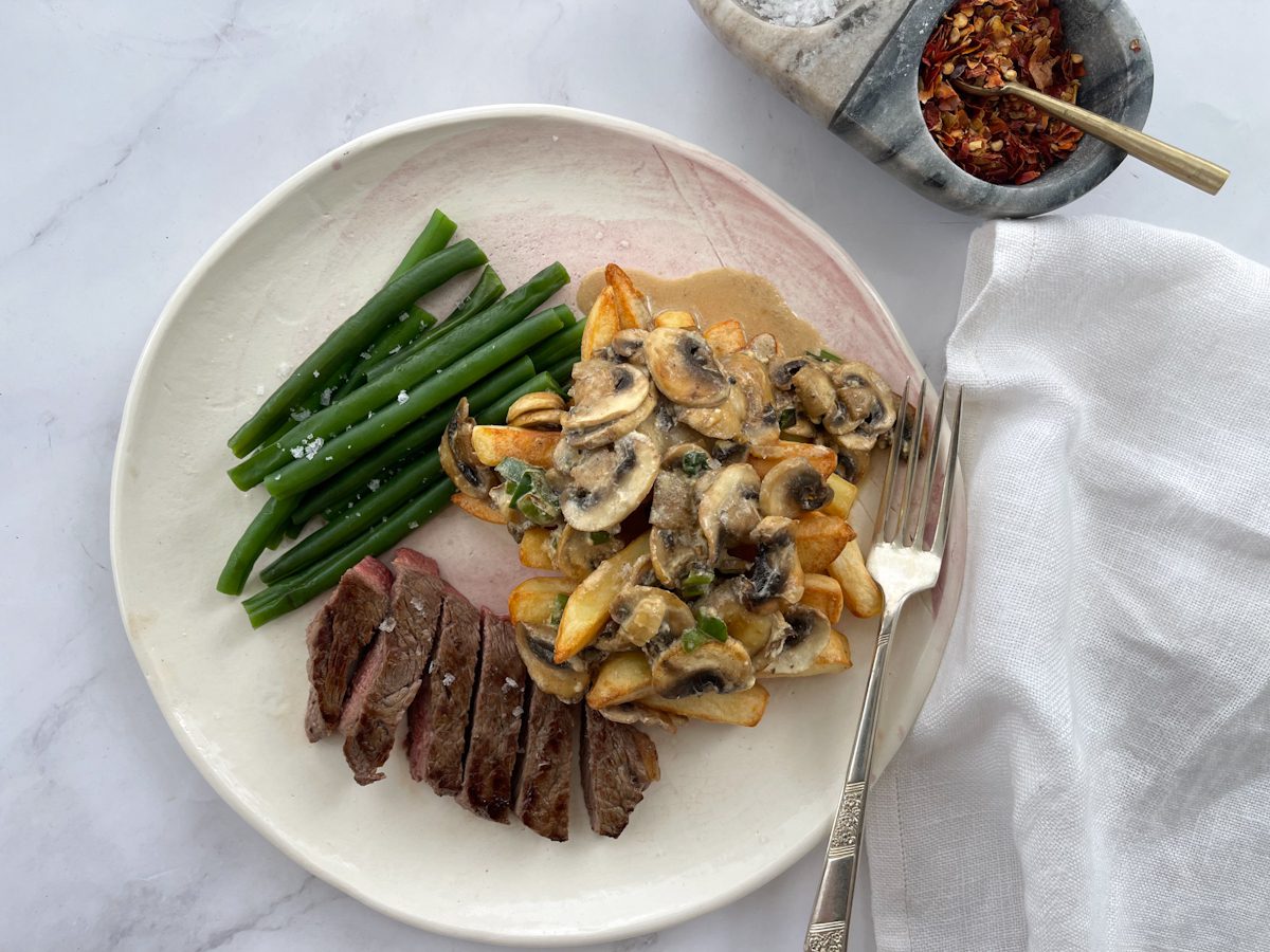 Steak With Creamy Mushroom Loaded Fries