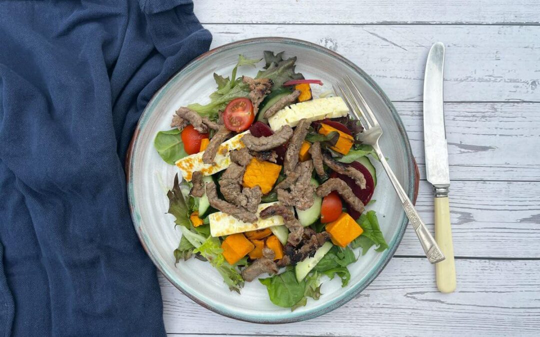 Beef, Pumpkin & Halloumi Salad