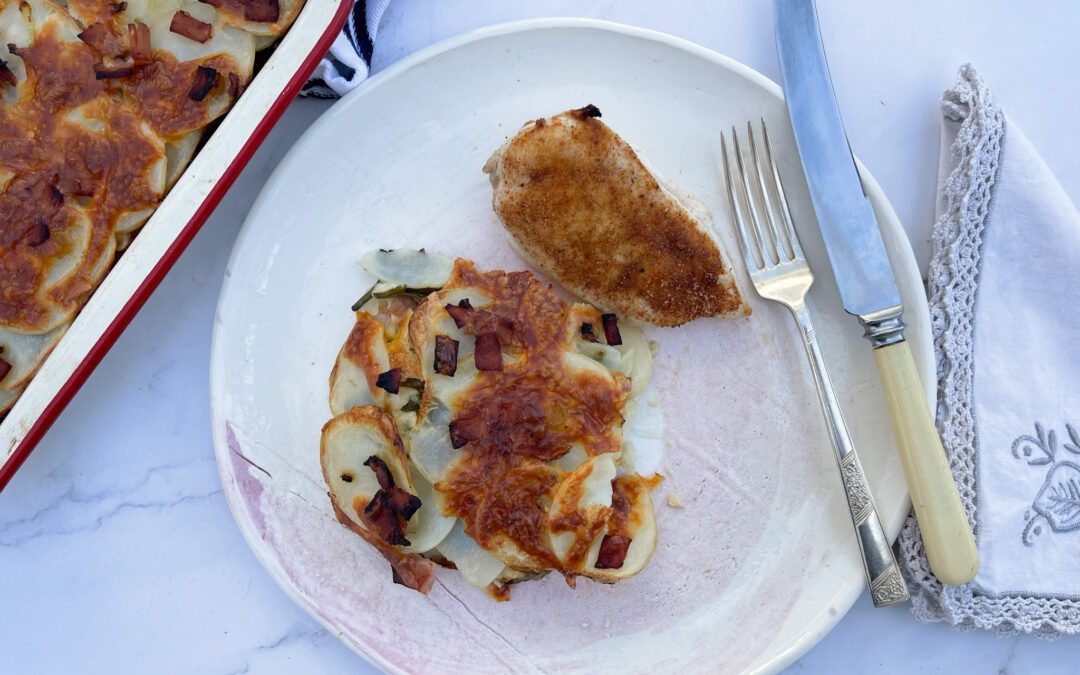 Roast Chicken with Homemade Potato Bake