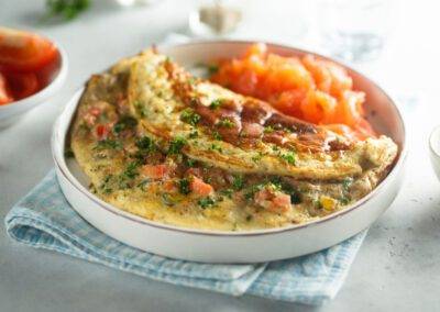 Smoked Salmon & Feta Omelette on Toast