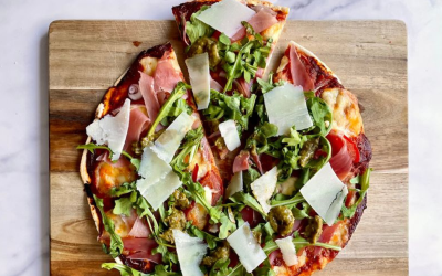 Pizza night? This Lower Calorie Prosciutto Pizza should be on the menu.