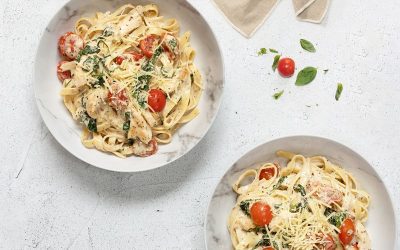 High Protein Tuscan Chicken Pasta