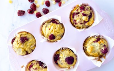 Easy White Chocolate & Raspberry Muffins Recipe | Healthy Snack or Spring Treat